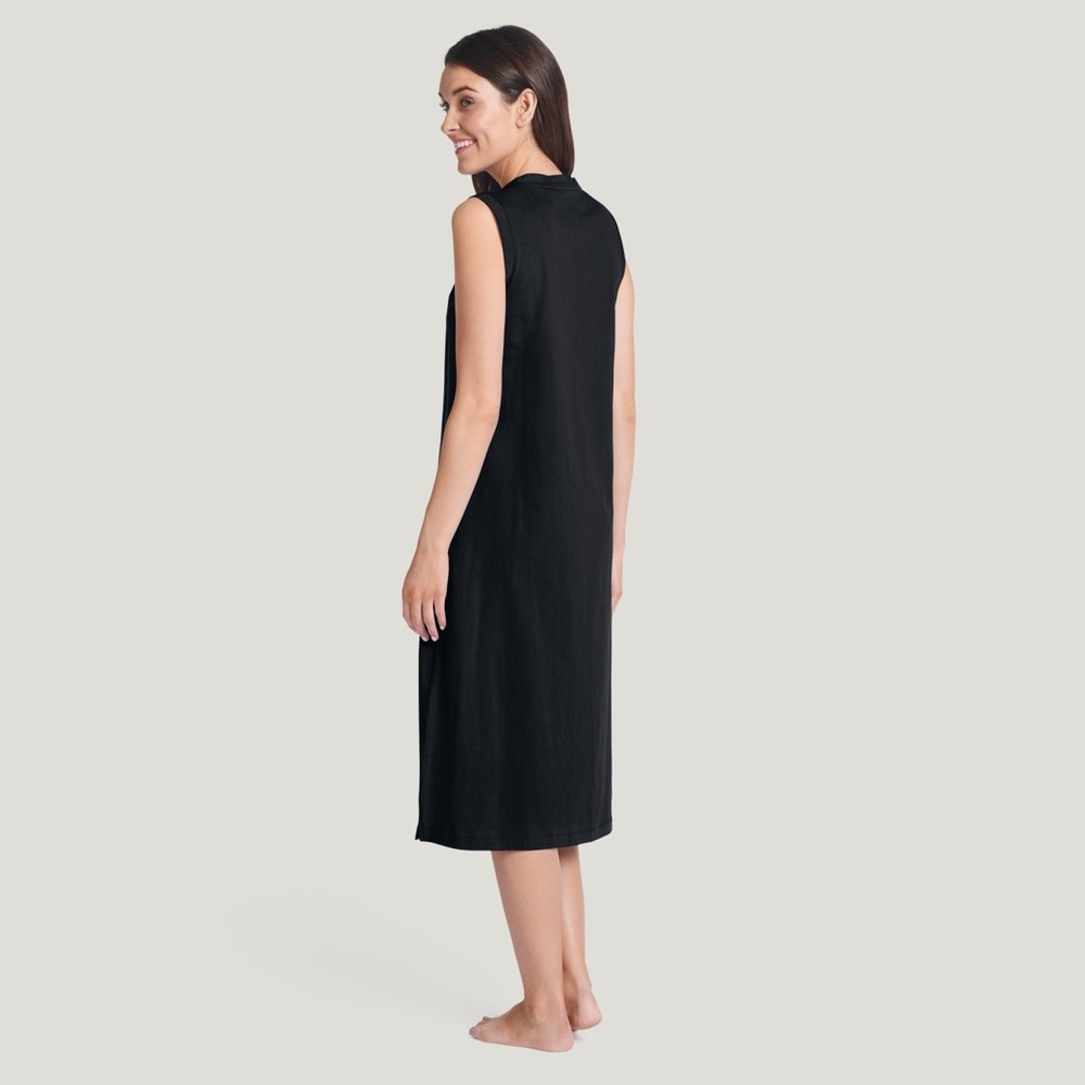 JOCKEY COTTON EVERYDAY ESSENTIALS SLEEVELESS MIDI TANK DRESS LOUNGE Black M - Picture 2 of 2